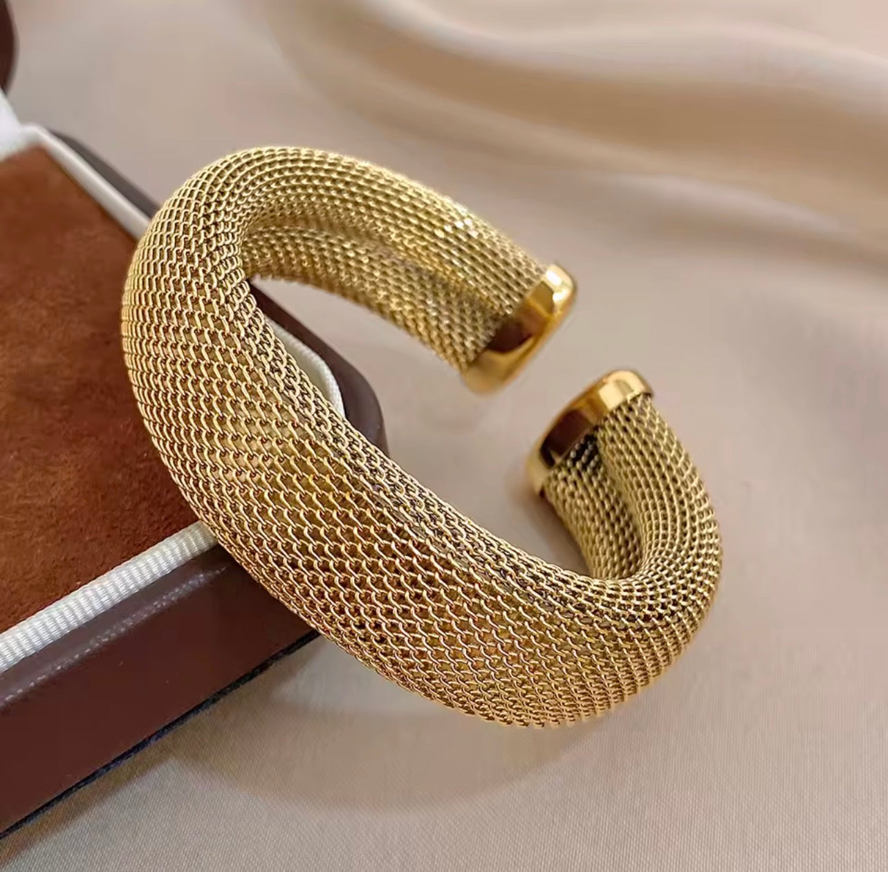 Luxury Mesh Cuff Bracelet Collection | Premium Statement Metal Bangle for Women (Gold & Silver)