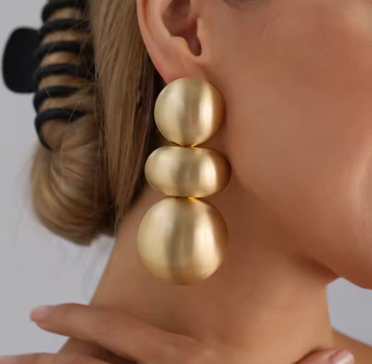 Bold Gold Ball Drop Earrings | Chunky Statement Geometric Dangle Earrings for Women