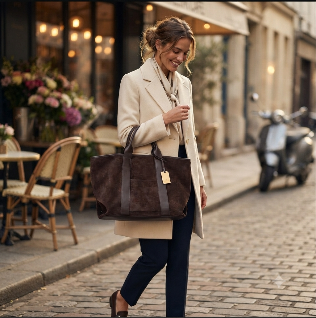 Retro Suede Handbag for Women | Large Capacity Satchel Tote with Top Handle & Shoulder Strap
