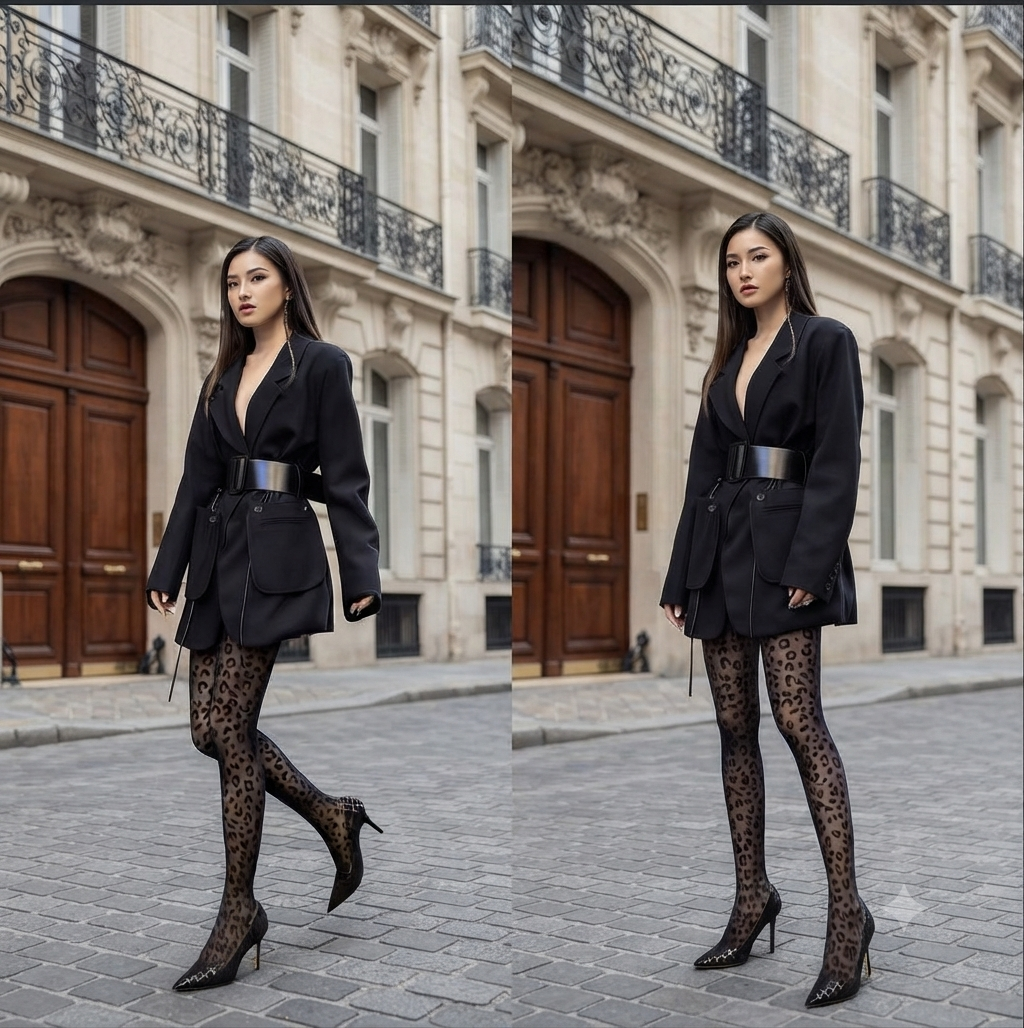 Women's Vintage Leopard Print Sheer Pantyhose - Gothic Style