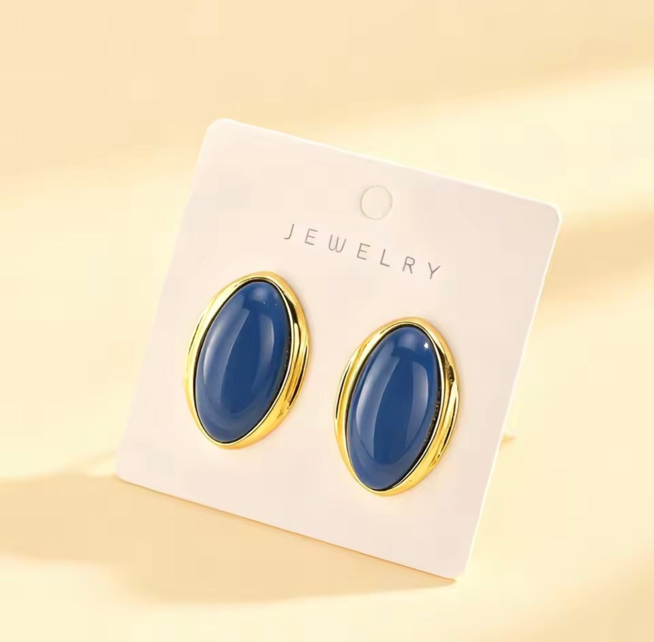 Chic Oval Resin & Gold Stud Earrings | Vintage Statement Jewelry for Women (Multiple Colors)