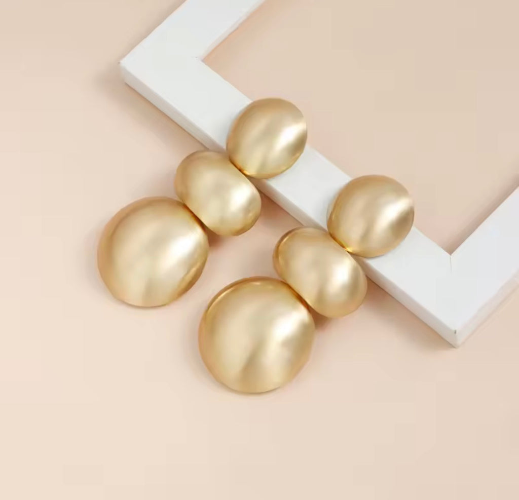 Bold Gold Ball Drop Earrings | Chunky Statement Geometric Dangle Earrings for Women