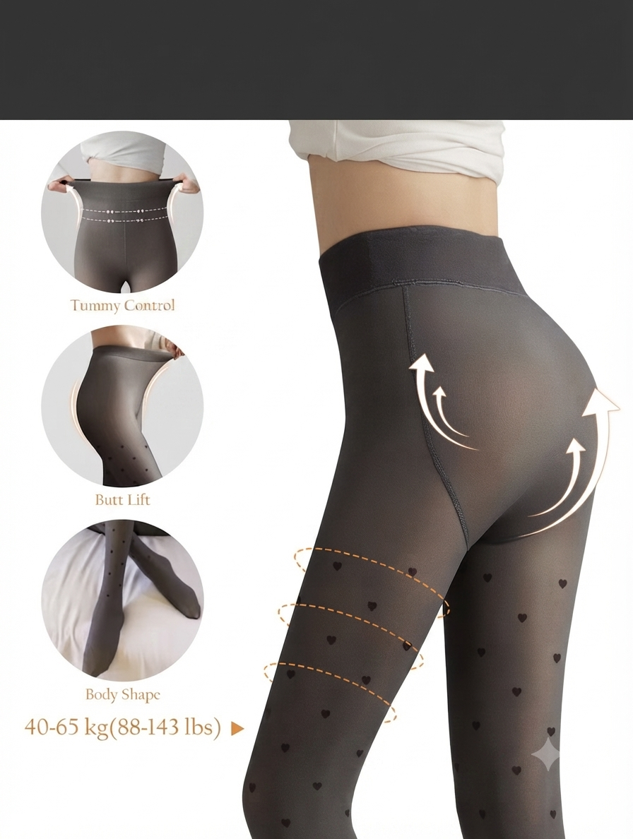 Chic Heart-Patterned Sheer Tights