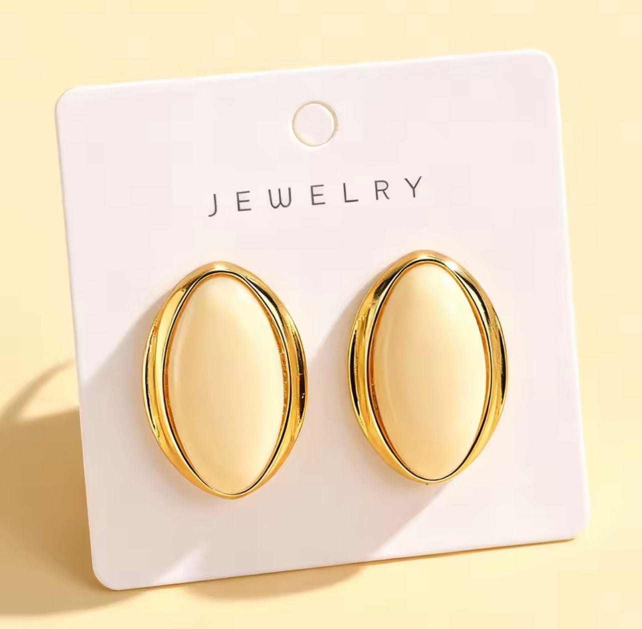 Chic Oval Resin & Gold Stud Earrings | Vintage Statement Jewelry for Women (Multiple Colors)