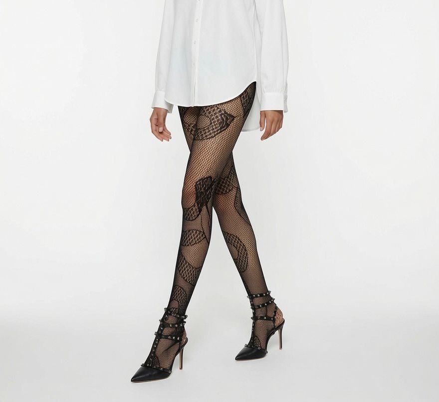 Retro Lolita Cross Print Hollow Out Pantyhose –Statement Gothic Tights